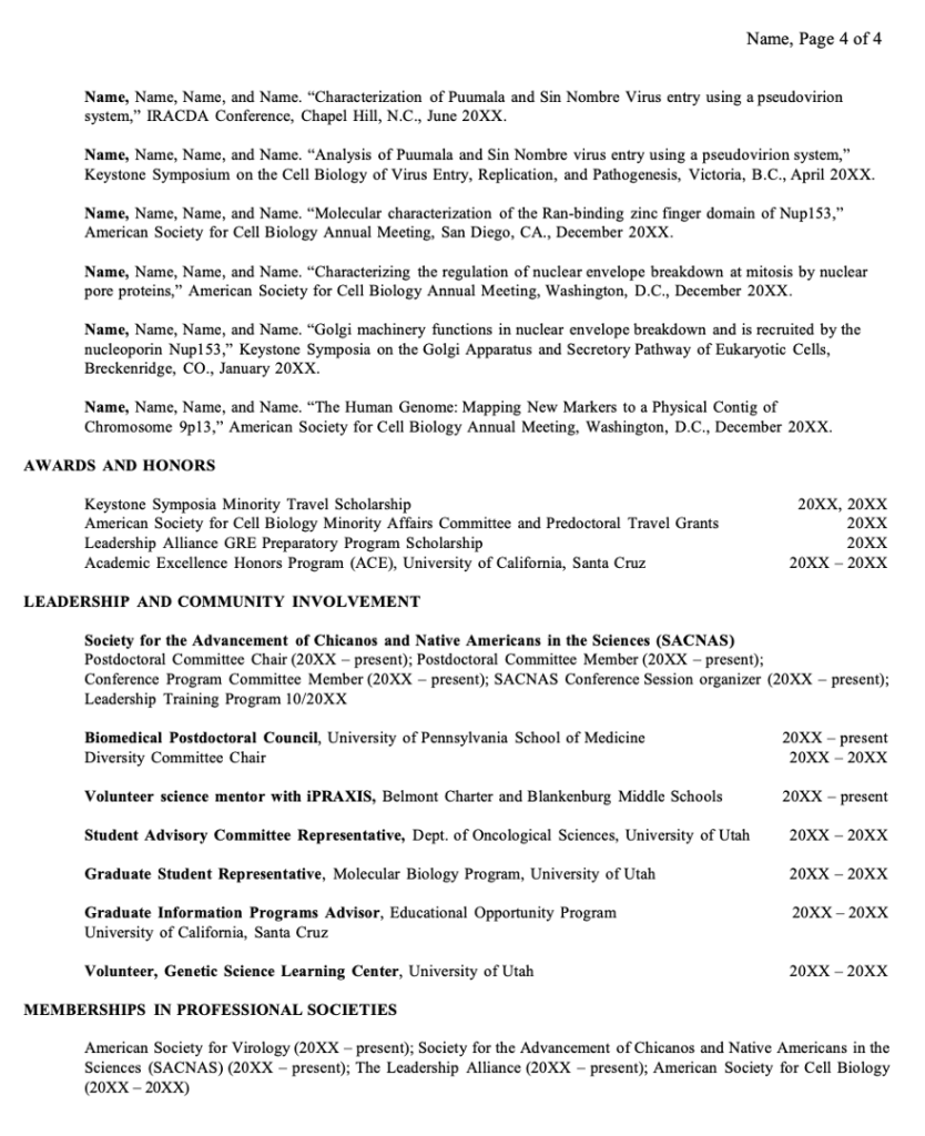 4 Page Postdoc Editable CV Template - TempaHive