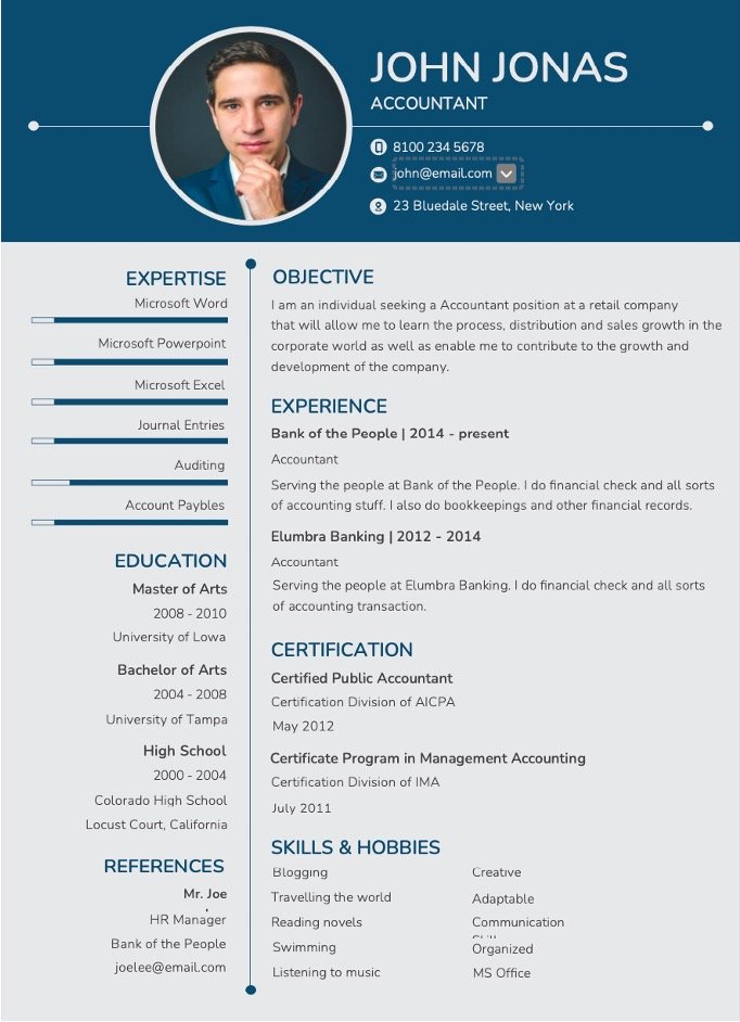 Banking Resume Template for Freshers