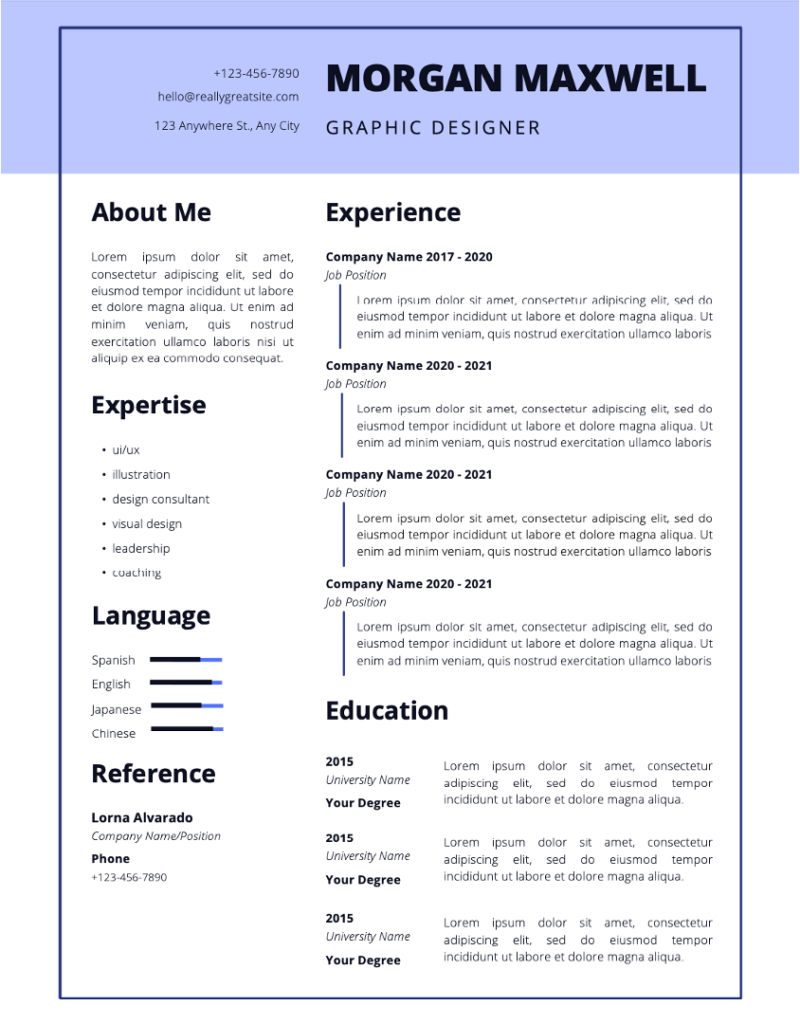 Free Editable Resume Template for Graphic Designer