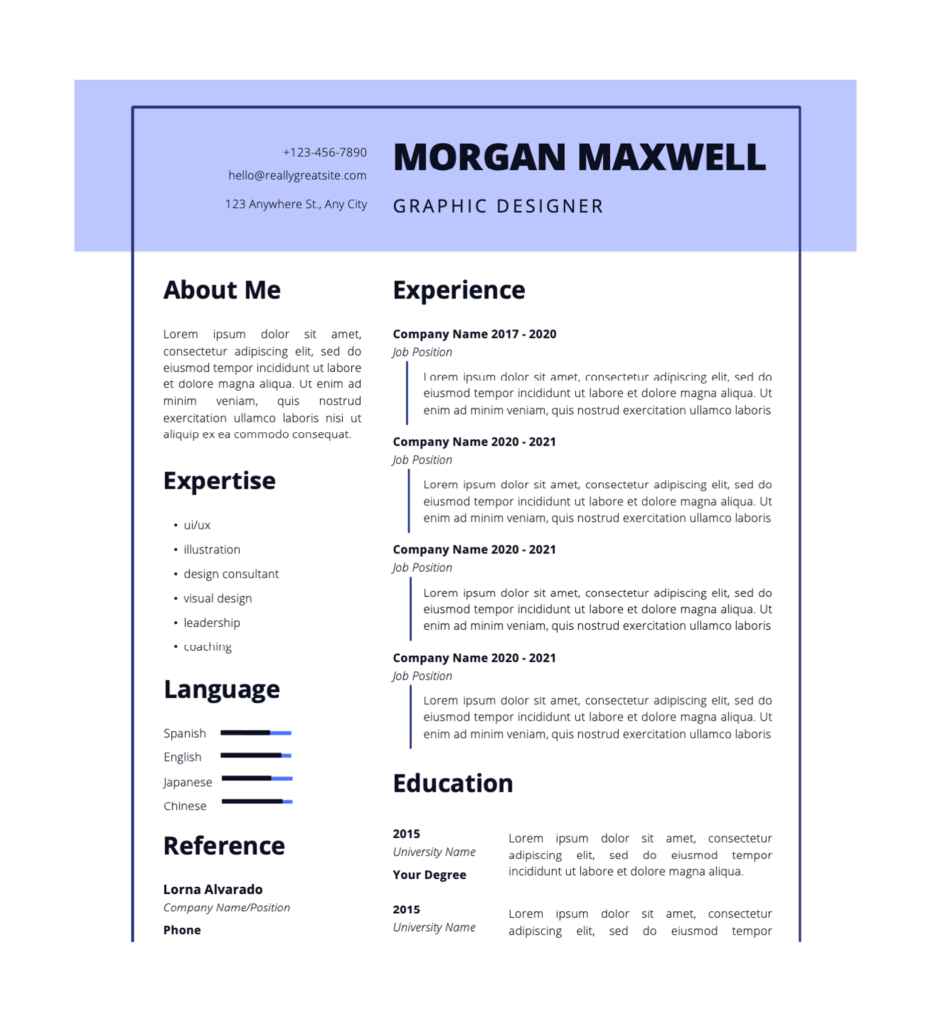 Free Editable Resume Template for Graphic Designer