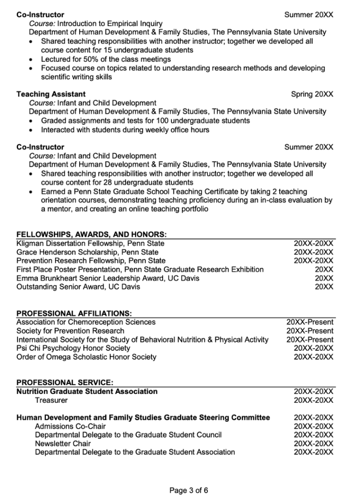 Postdoc Editable CV Template for Human Development 1