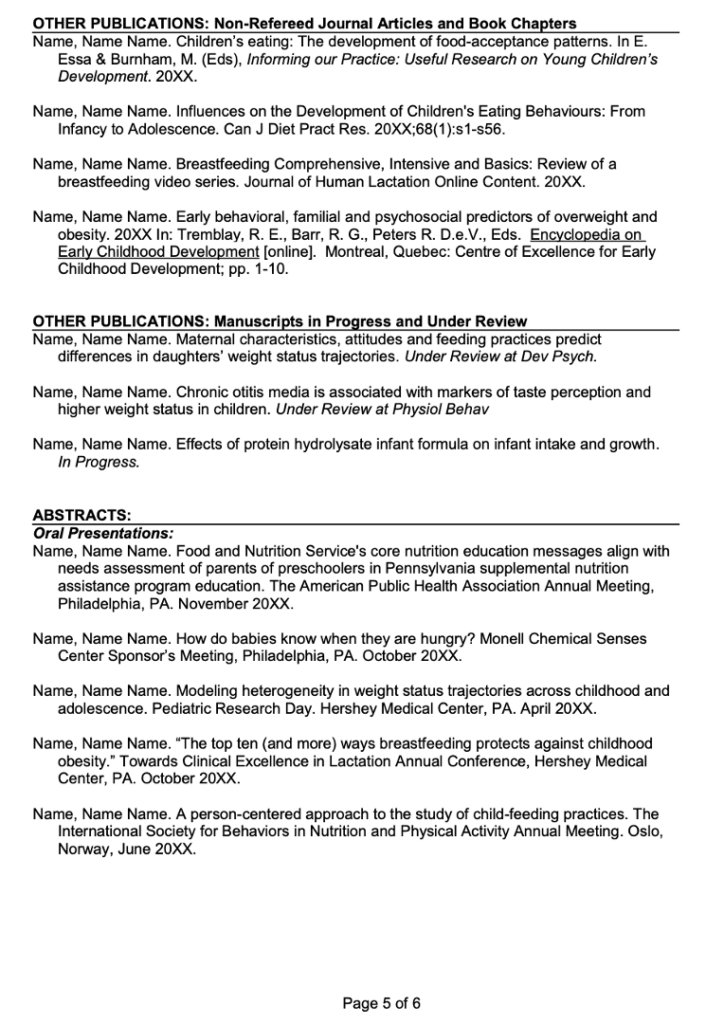 Postdoc Editable CV Template for Human Development 1