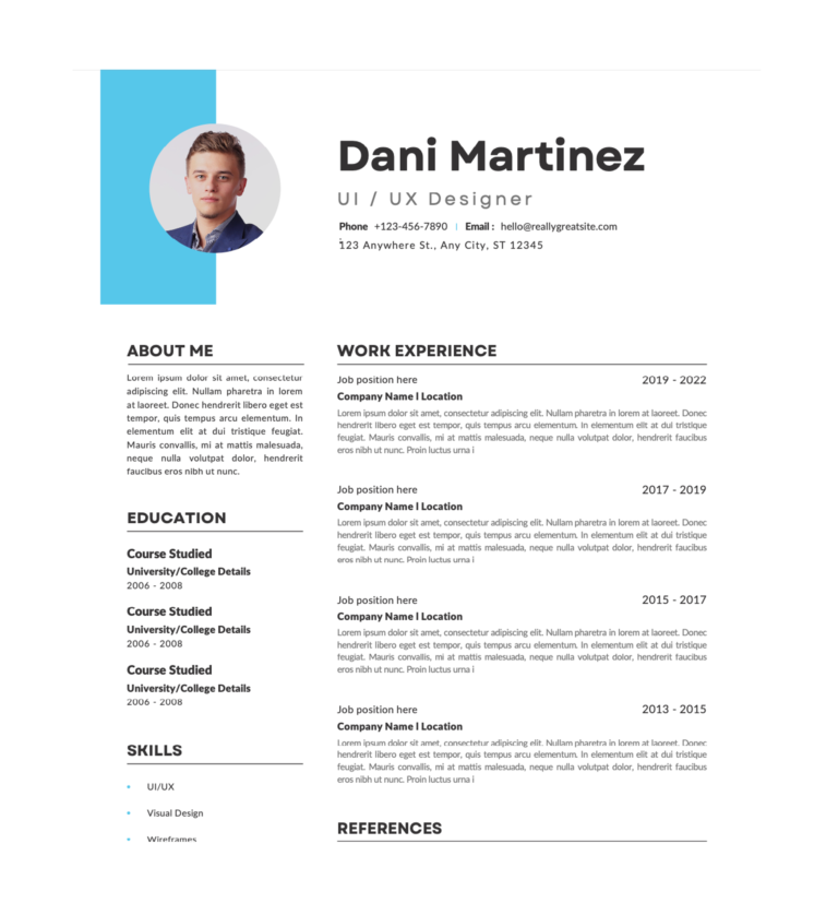 Resume Template for UI / UX Designer