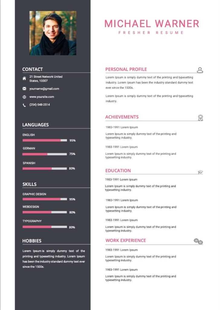 Technical Fresher Resume Template