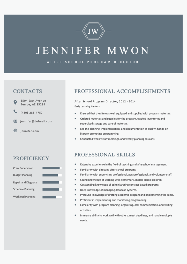 After School Program Director Resume Editable Resume Template