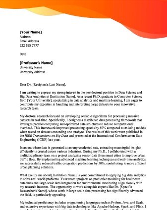 Cover Letter Template for Academic Postdoc