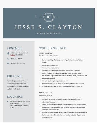 Free Admin Assistant Editable Resume Template