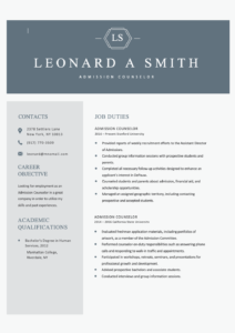 Free Admission Counselor Editable - Free Admission Counselor Editable Resume Template 212x300