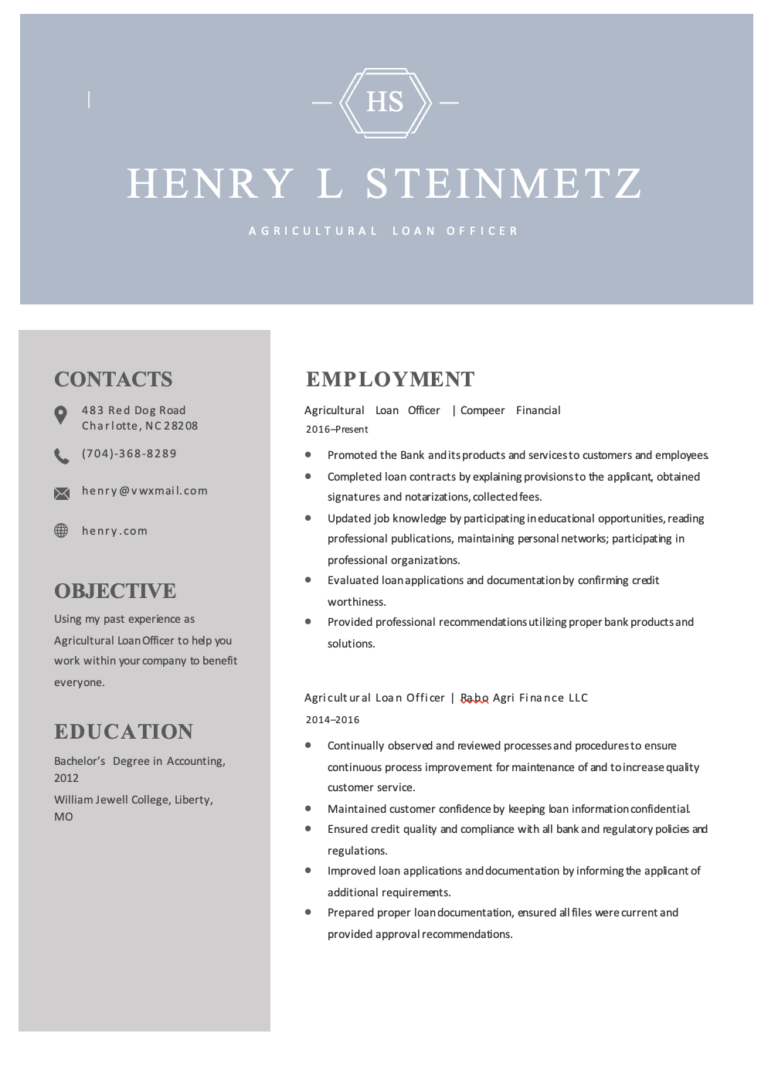 Free Agricultural Loan Officer Resume Template TempaHive Free Agricultural Loan Officer Resume Template TempaHive