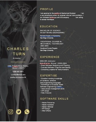 Free Animator Editable Resume Template