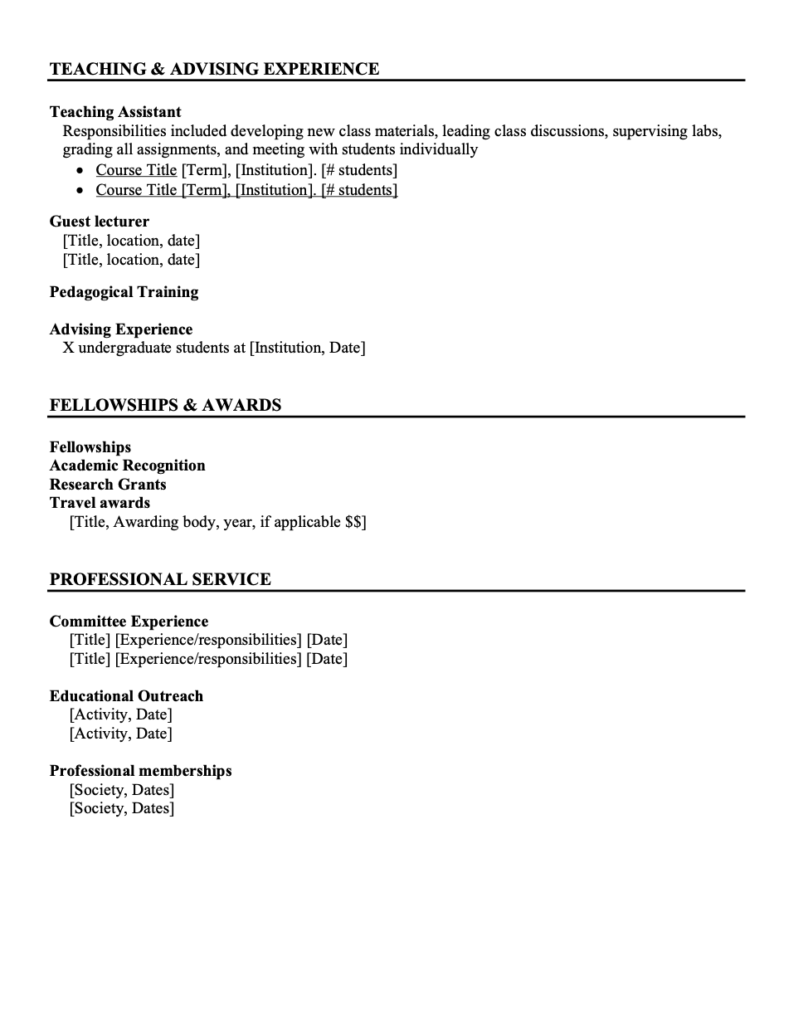 Free Basic Research CV Template for Postdoctoral Applications 1