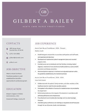 Free Nurse Practitioner Editable Resume Template