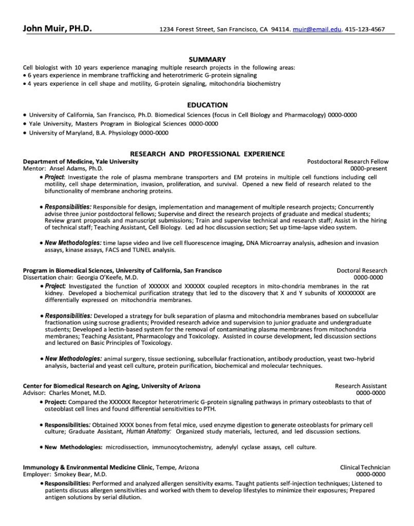 Industry Resume for a Research Scientist