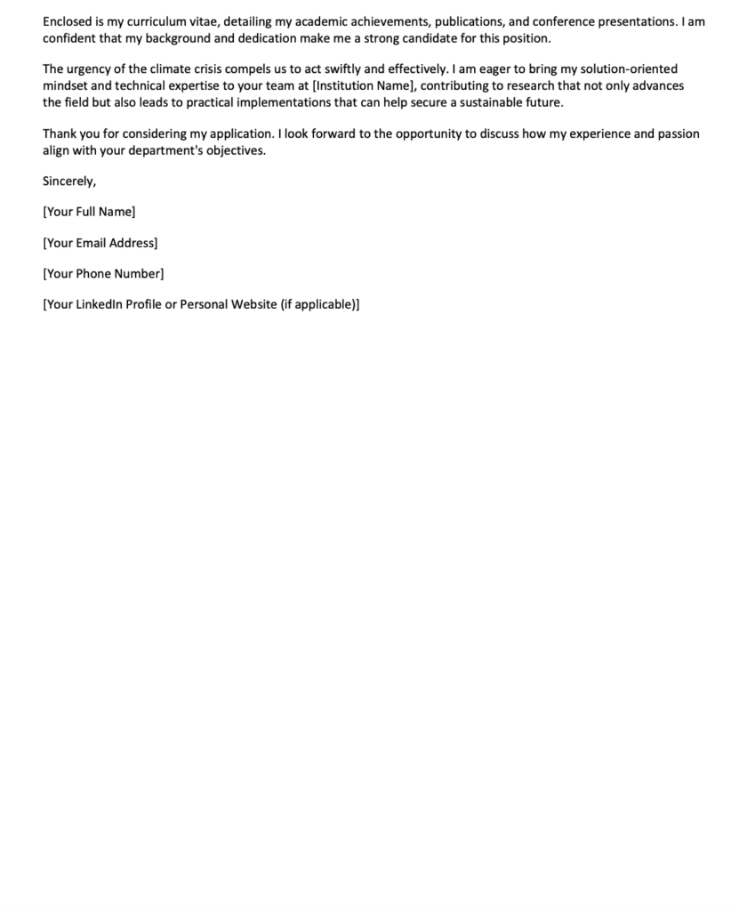 Sample Cover Letter for Postdoctoral Research Position 2