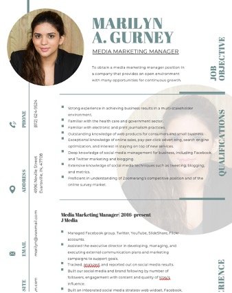 Editable Media Marketing Manager Resume Template