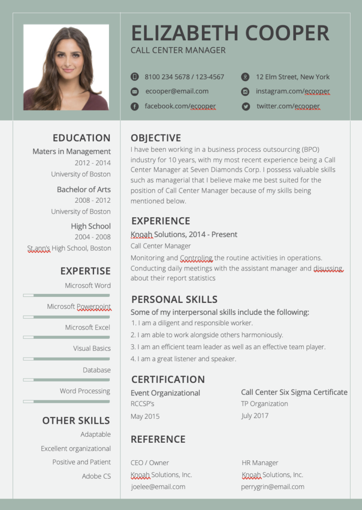 Free BPO Resume Template