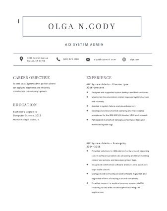 Free Editable AIX System Admin ATS Resume Template