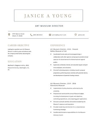 Free Editable Art Museum Director Resume