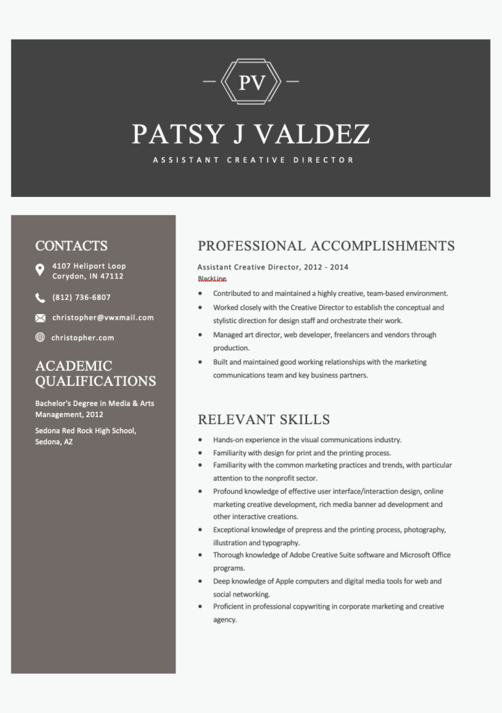 Free Editable Assistant Creative Director Resume