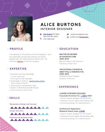 Free Editable Interior Designer Resume Template