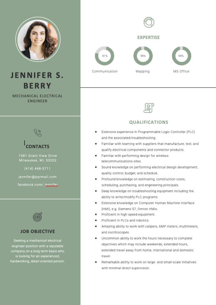 Free Mechanical and Electrical Engineering Resume Template