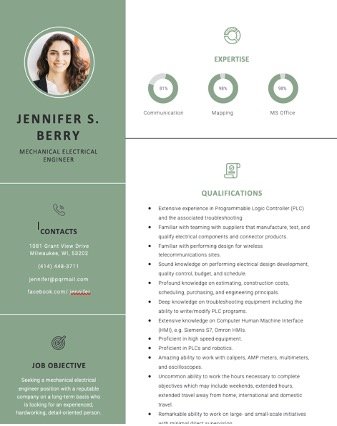 Free Mechanical and Electrical Engineering Resume Template