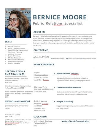 Public Relations Specialist Resume Template