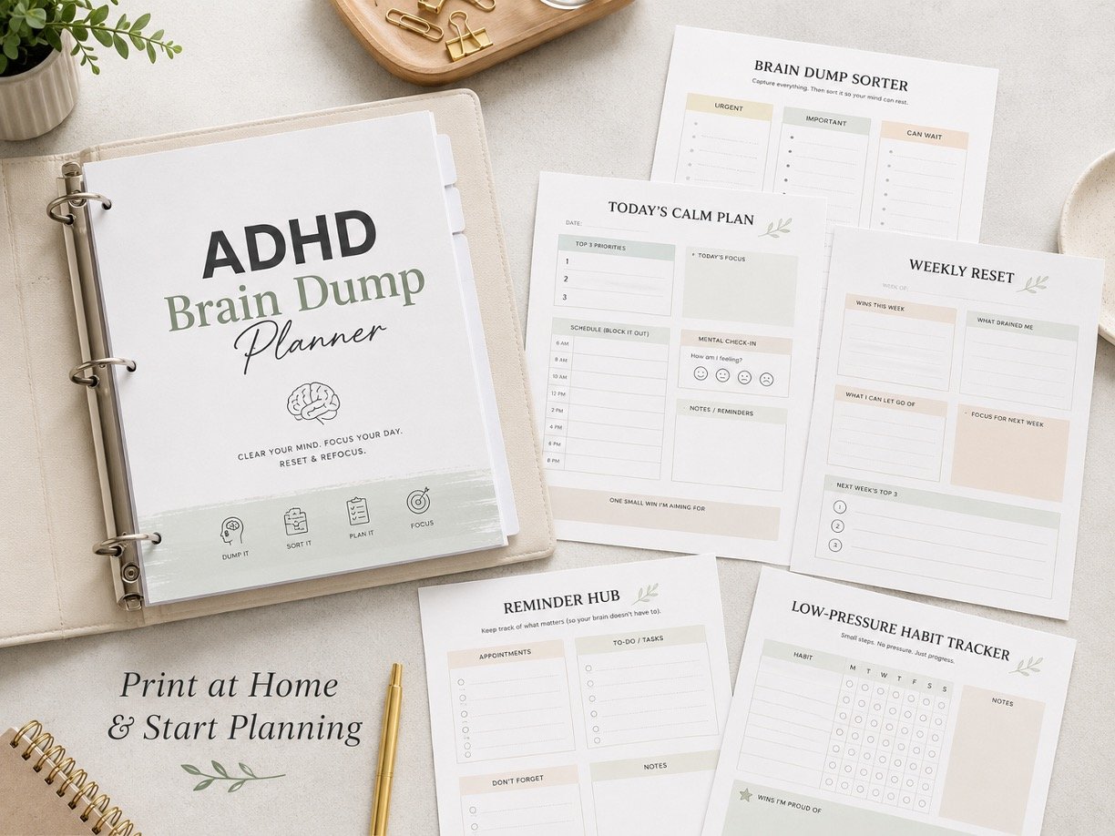 ADHD Brain Dump Planner Printable PDF | Organize Thoughts, Tasks & Priorities 3
