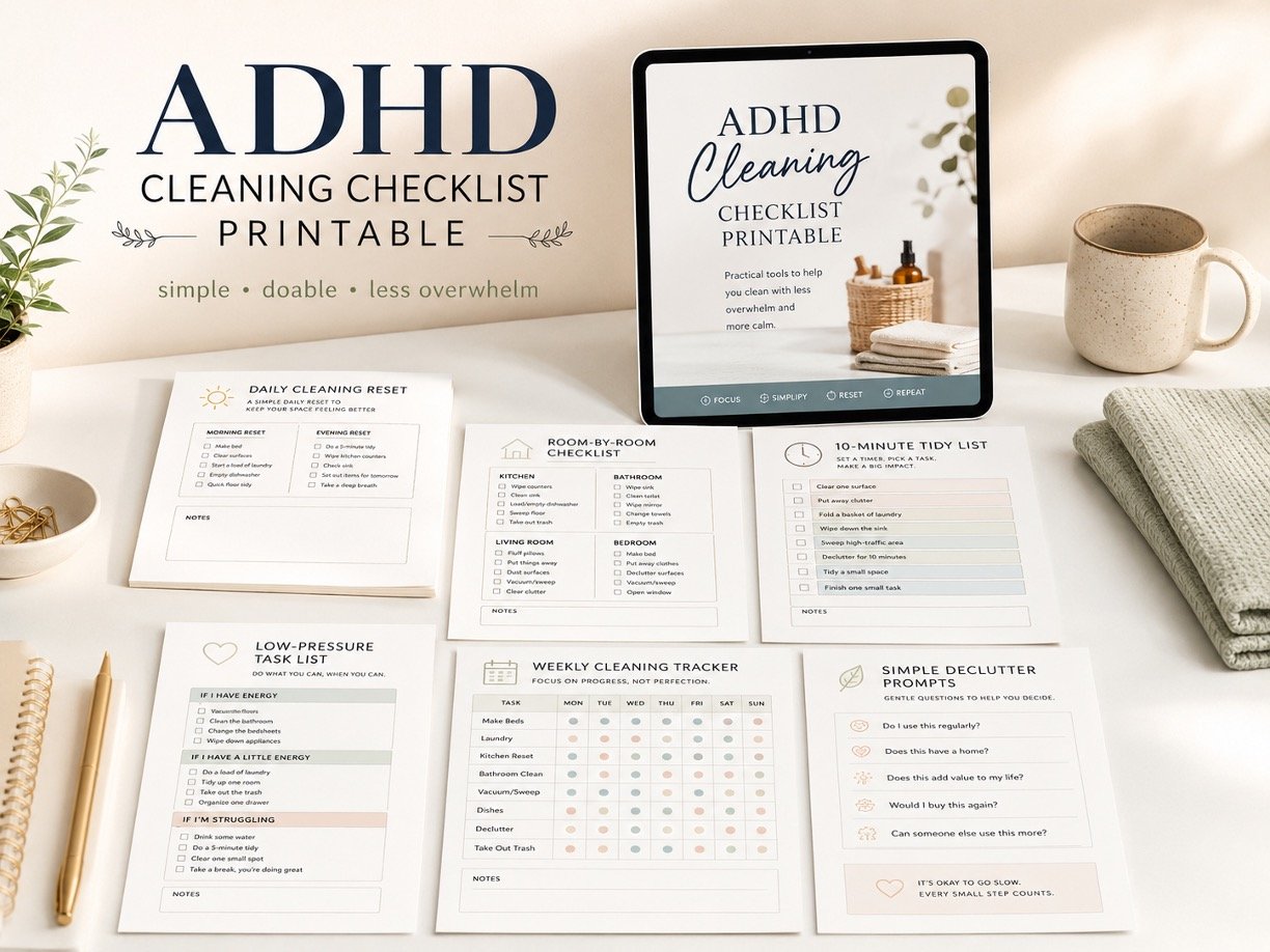 ADHD Cleaning Checklist Printable PDF – Instant Download 1