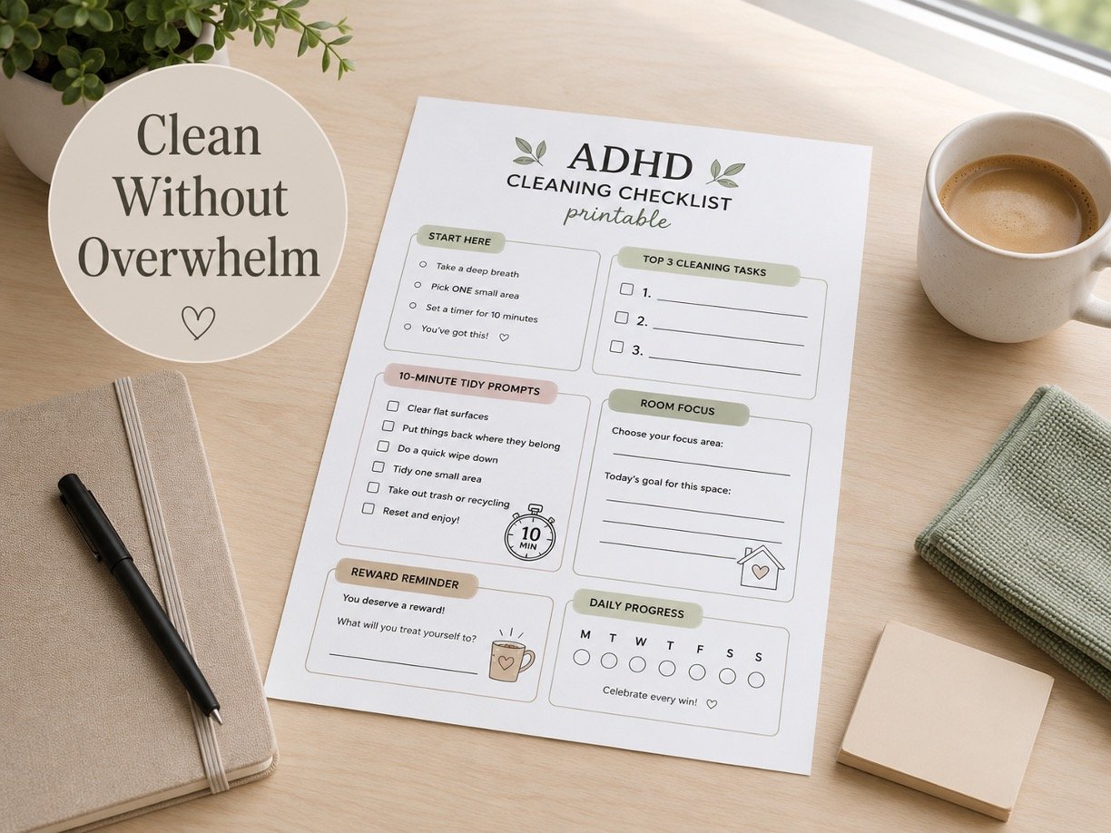 ADHD Cleaning Checklist Printable PDF – Instant Download 3