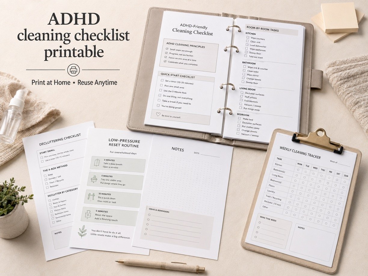 ADHD Cleaning Checklist Printable PDF – Instant Download 4