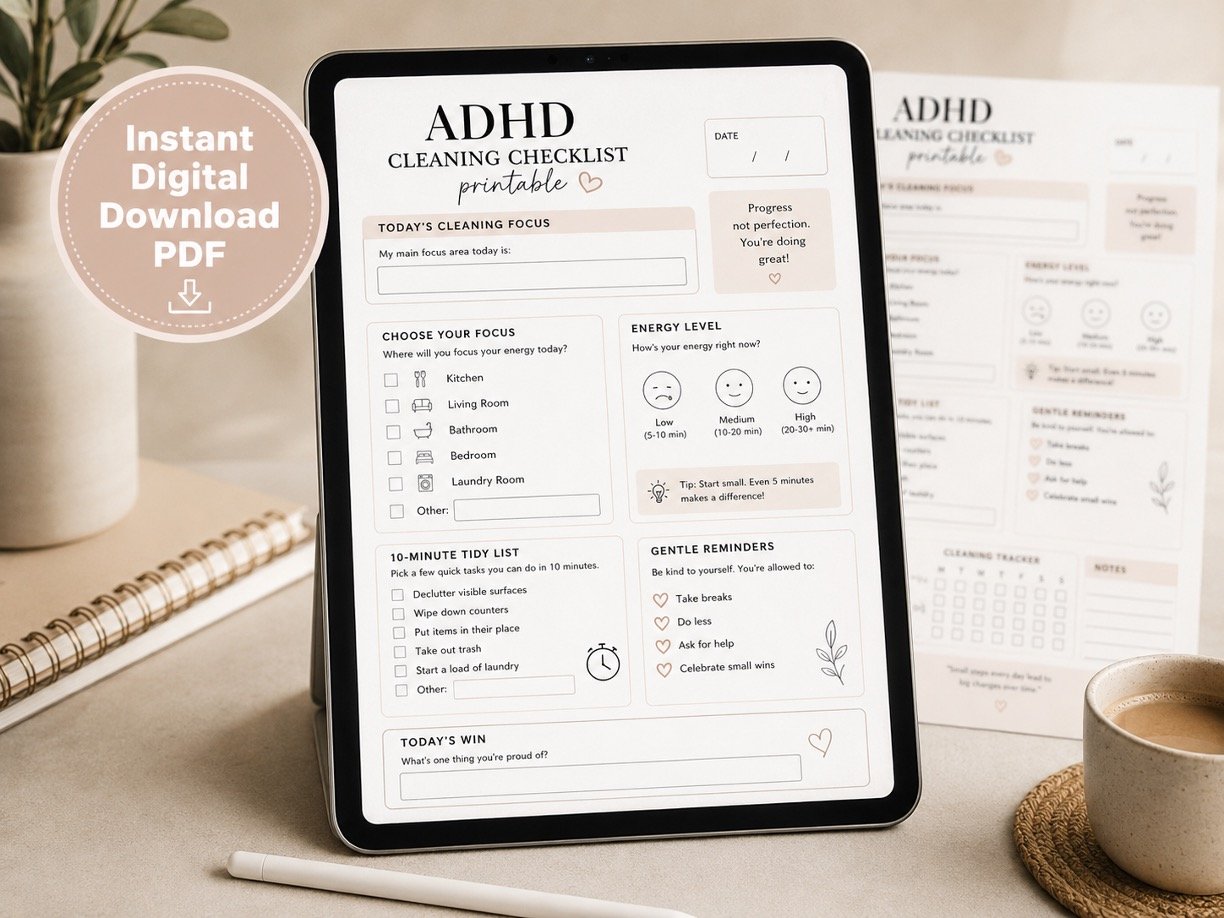 ADHD Cleaning Checklist Printable PDF – Instant Download 5