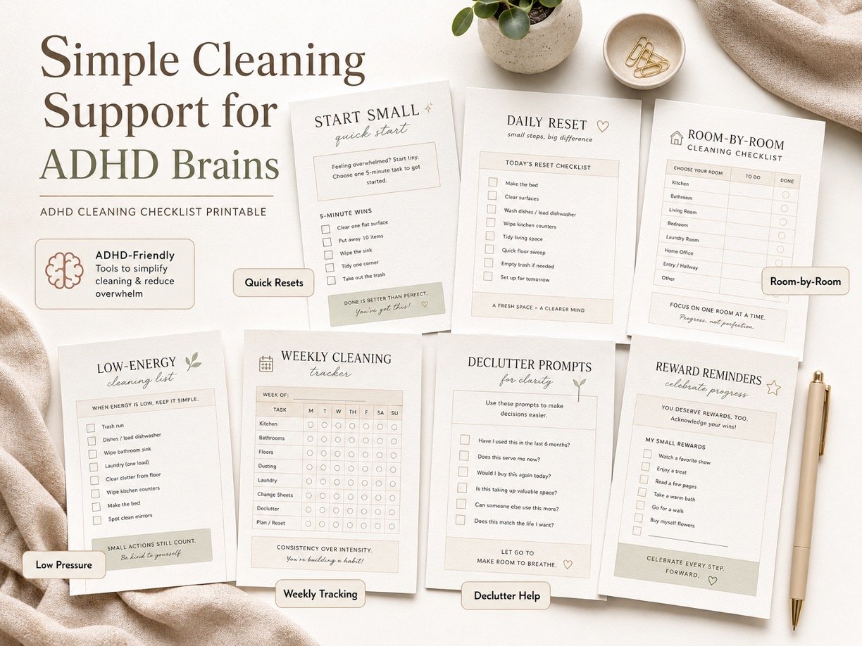 ADHD Cleaning Checklist Printable PDF – Instant Download 6