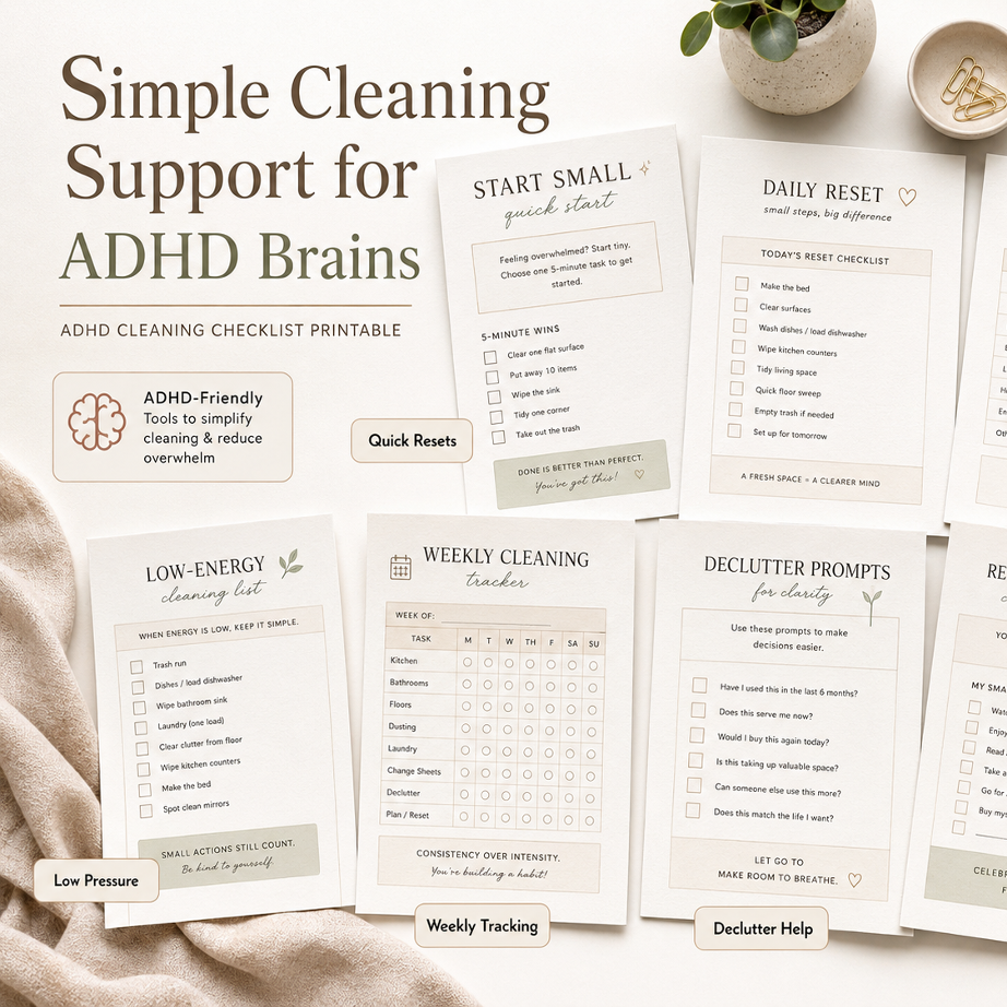 ADHD Cleaning Checklist Printable PDF – Instant Download ADHD Cleaning Checklist Printable PDF – Instant Download