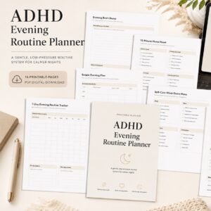 ADHD Evening Routine Planner Printable | Brain Dump, Wind Down & Night Checklist PDF