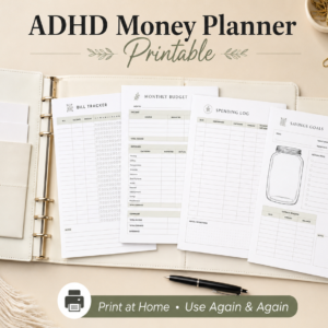 ADHD Money Planner Printable PDF | Budget, Bills, Spending & Savings Tracker