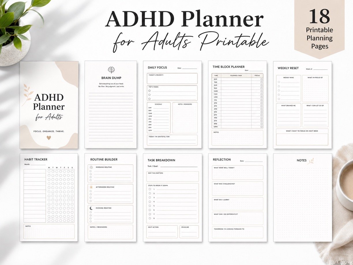 ADHD Planner for Adults Printable PDF | Daily Focus & Routines 2
