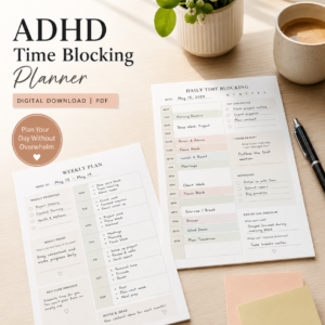 ADHD Time Blocking Planner PDF | Printable Daily & Weekly Focus Planner