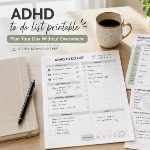 ADHD To Do List Printable PDF | Daily Planner, Brain Dump & Task Tracker
