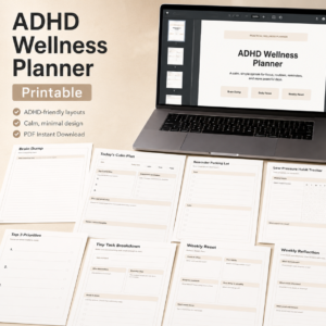 ADHD Wellness Planner Printable PDF | Daily Focus, Brain Dump & Habit Tracker