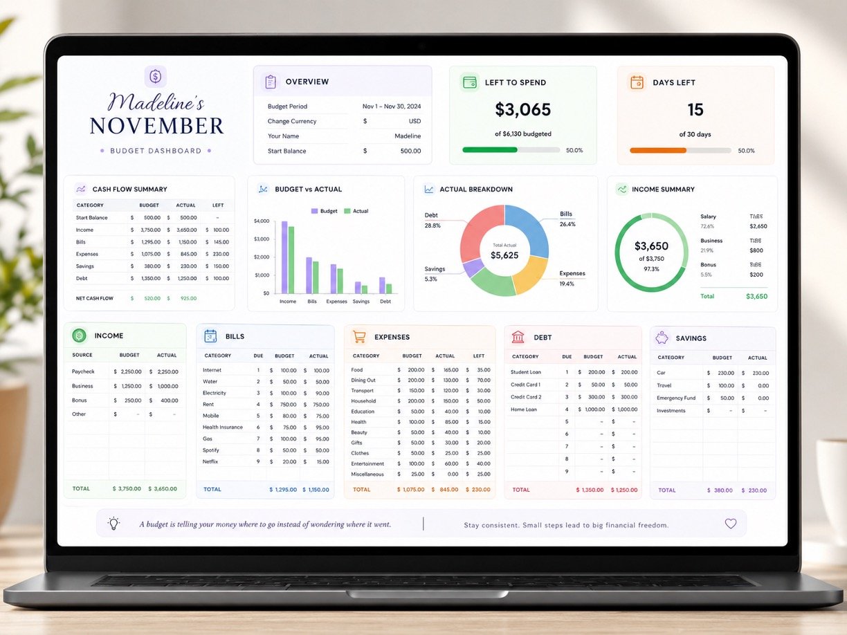 Budget Planner Google Sheet Monthly Budget Spreadsheet