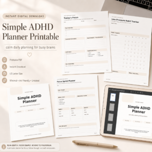 Simple ADHD Planner Printable PDF | Daily & Weekly Focus Planner