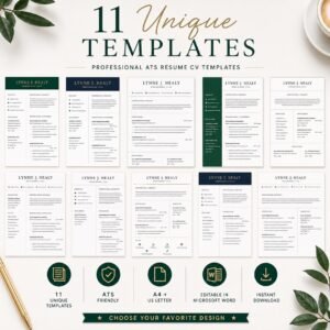 11 ATS Friendly Resume Template Word Bundle | 11 Editable Professional Resume CV Templates 6