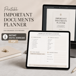 Printable Important Documents Planner PDF | Emergency Binder & Household Records Organizer