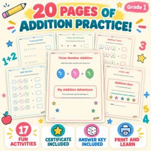 Addition worksheets For grade 1 3 digits pdf