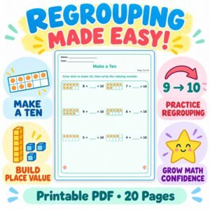 Addition worksheets for Grade 1 with regrouping 1
