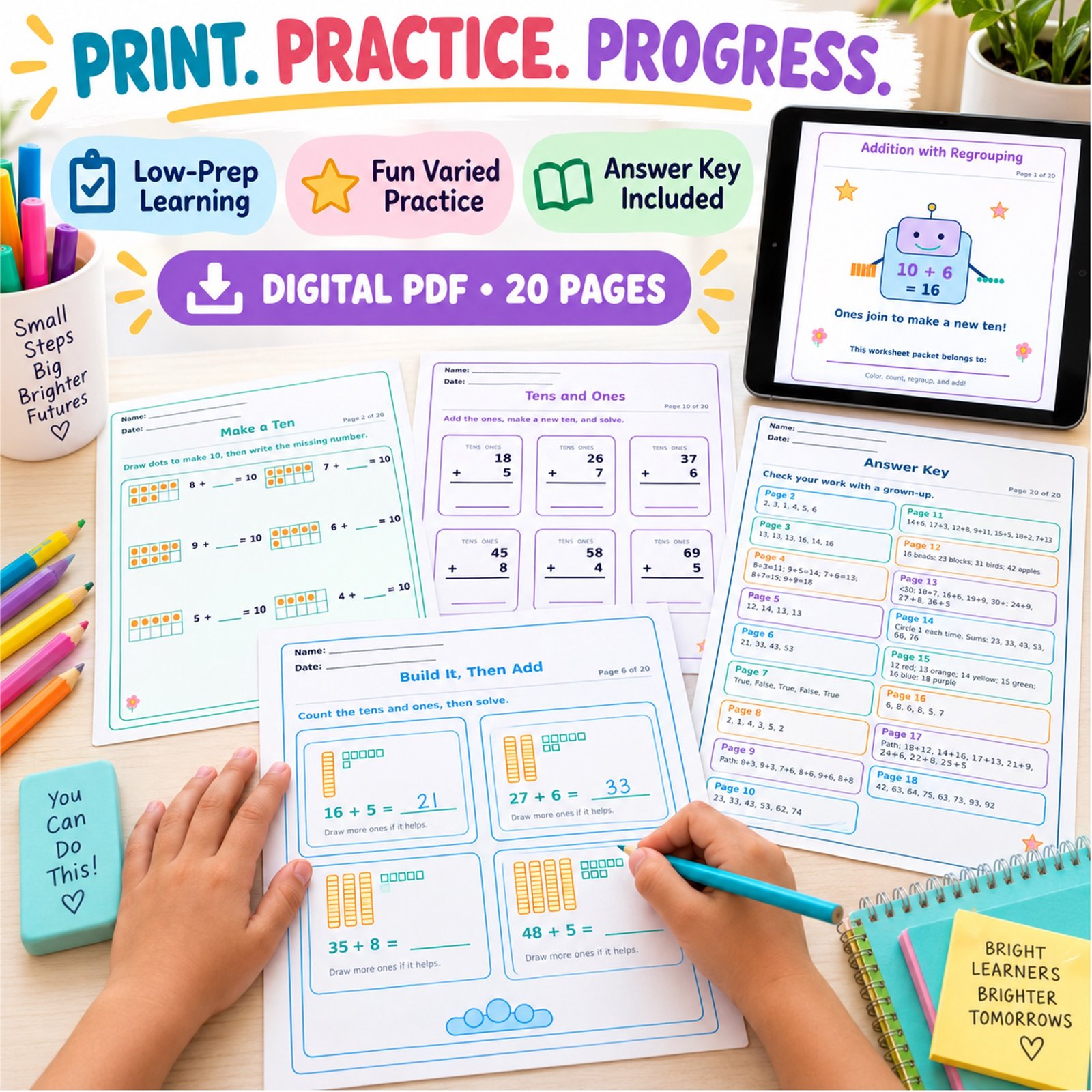 Addition worksheets for Grade 1 with regrouping Printable Addition worksheets for Grade 1 with regrouping Printable