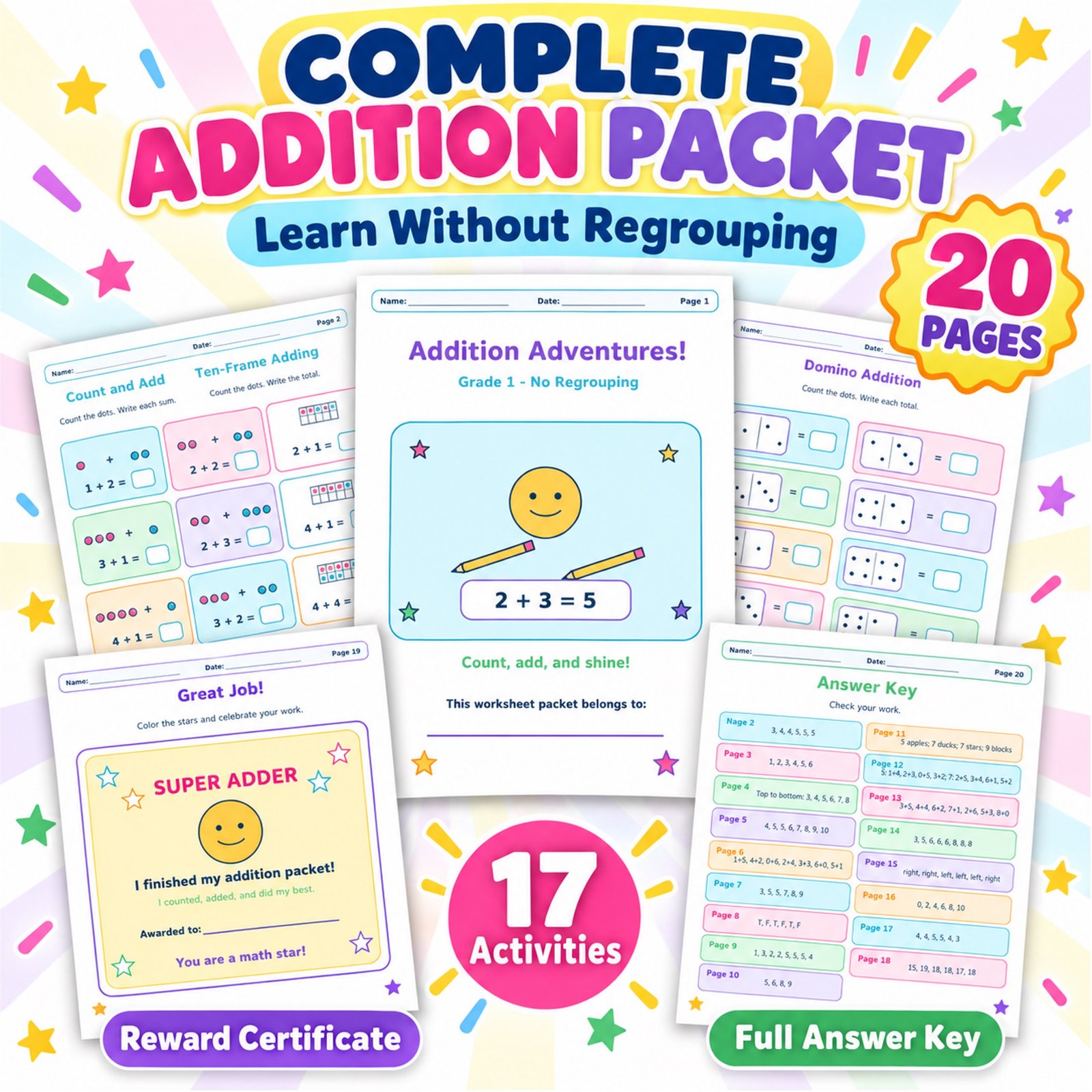 Addition worksheets for Grade 1 without regrouping n Addition worksheets for Grade 1 without regrouping n