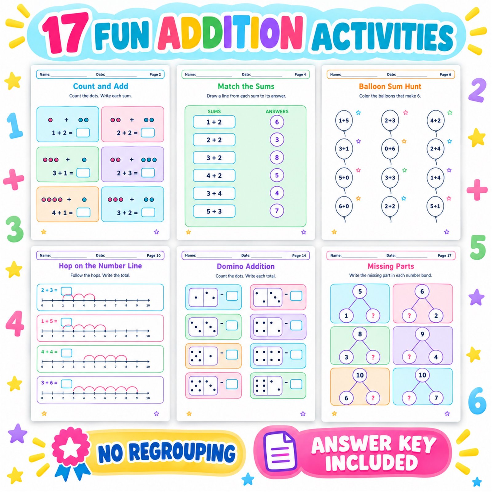 Addition worksheets for Grade 1 without regrouping printable Addition worksheets for Grade 1 without regrouping printable