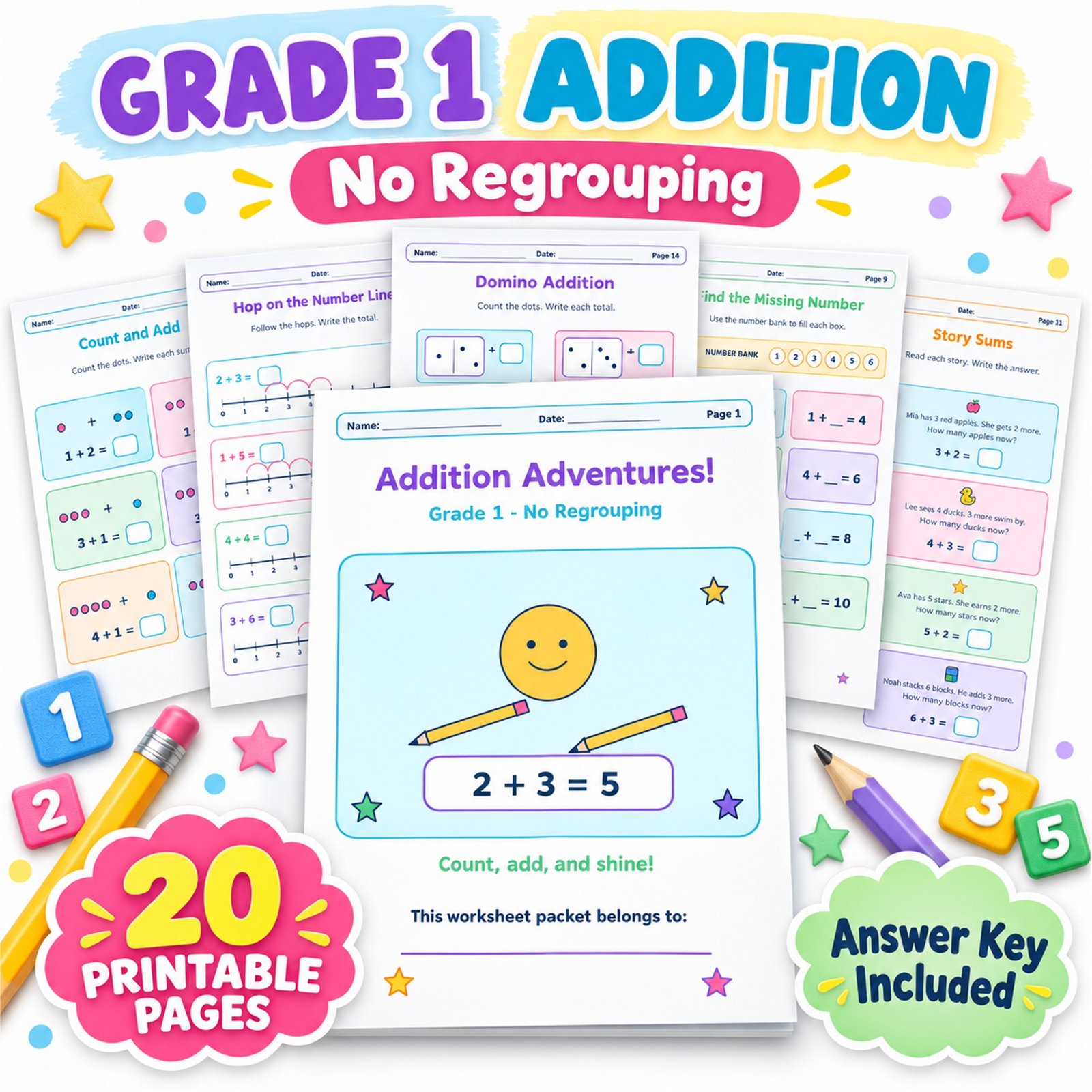 Addition worksheets for Grade 1 without regrouping Addition worksheets for Grade 1 without regrouping